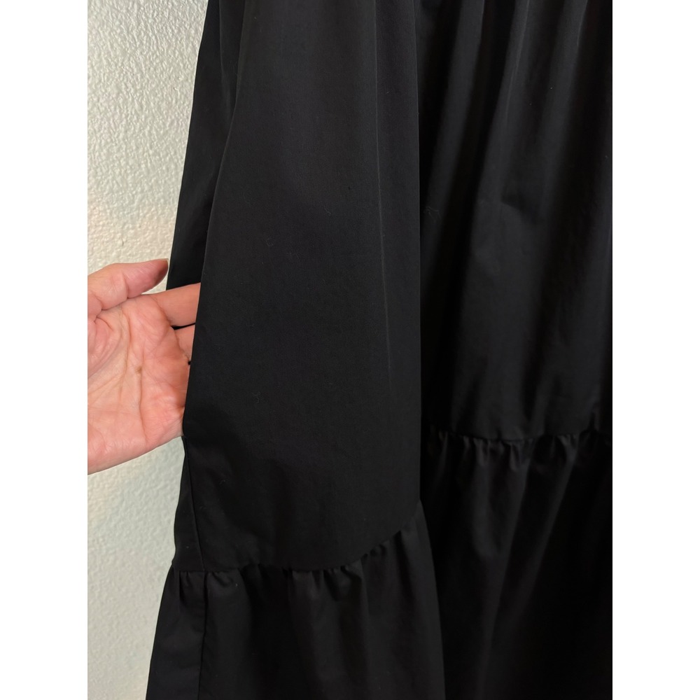 Zara Black Dress 100% Cotton Small Poplin Tiered Whimsigoth Dark Cottagecore - Picture 5 of 9